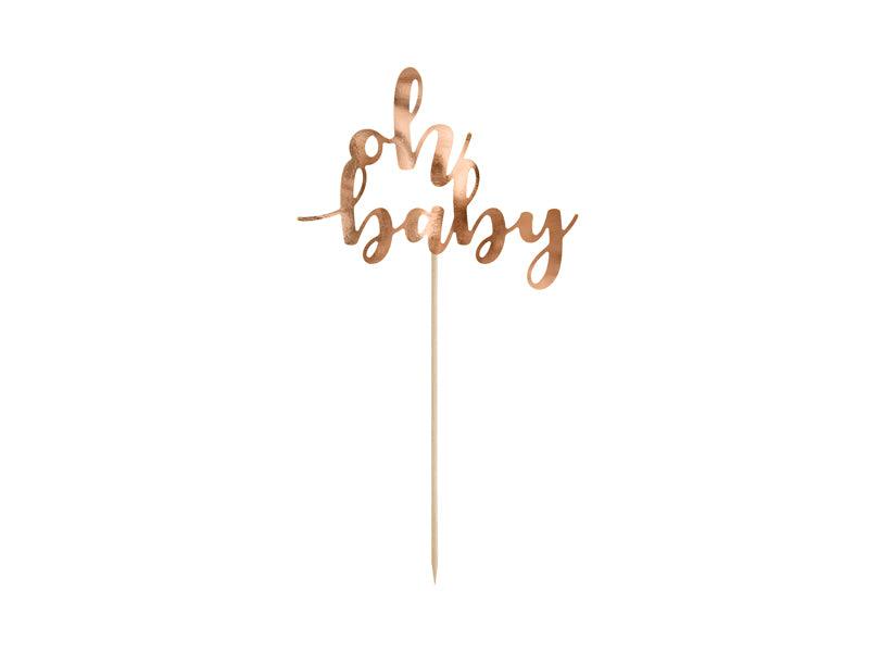 Tortentopper Oh baby, 25 cm, roségold - FeierGlanz